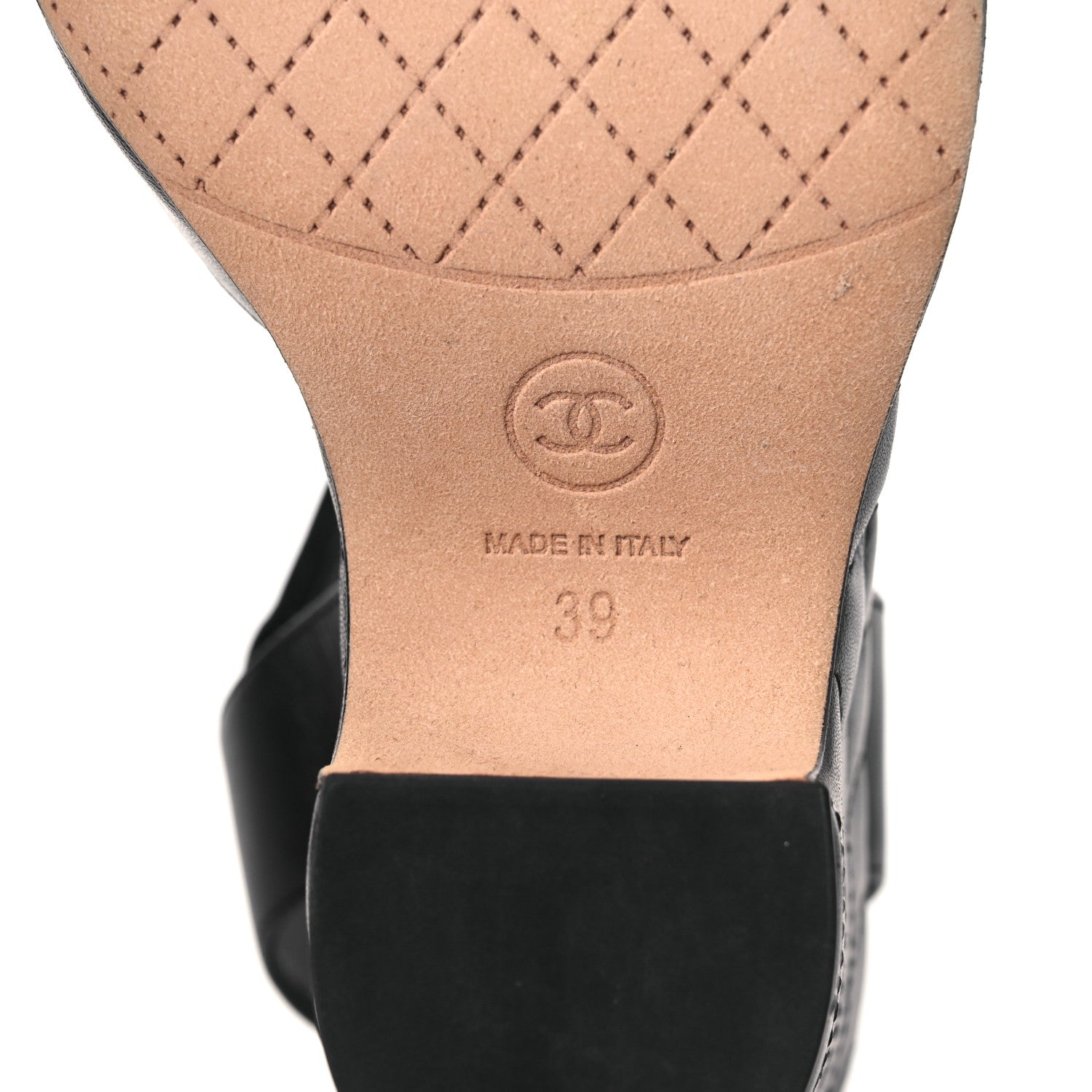 Chanel Lambskin Quilted Chain CC Wedge Sandals 39 Black 8 of 12