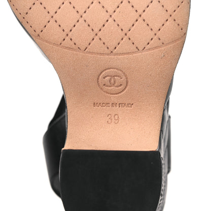 Chanel Lambskin Quilted Chain CC Wedge Sandals 39 Black 8 of 12