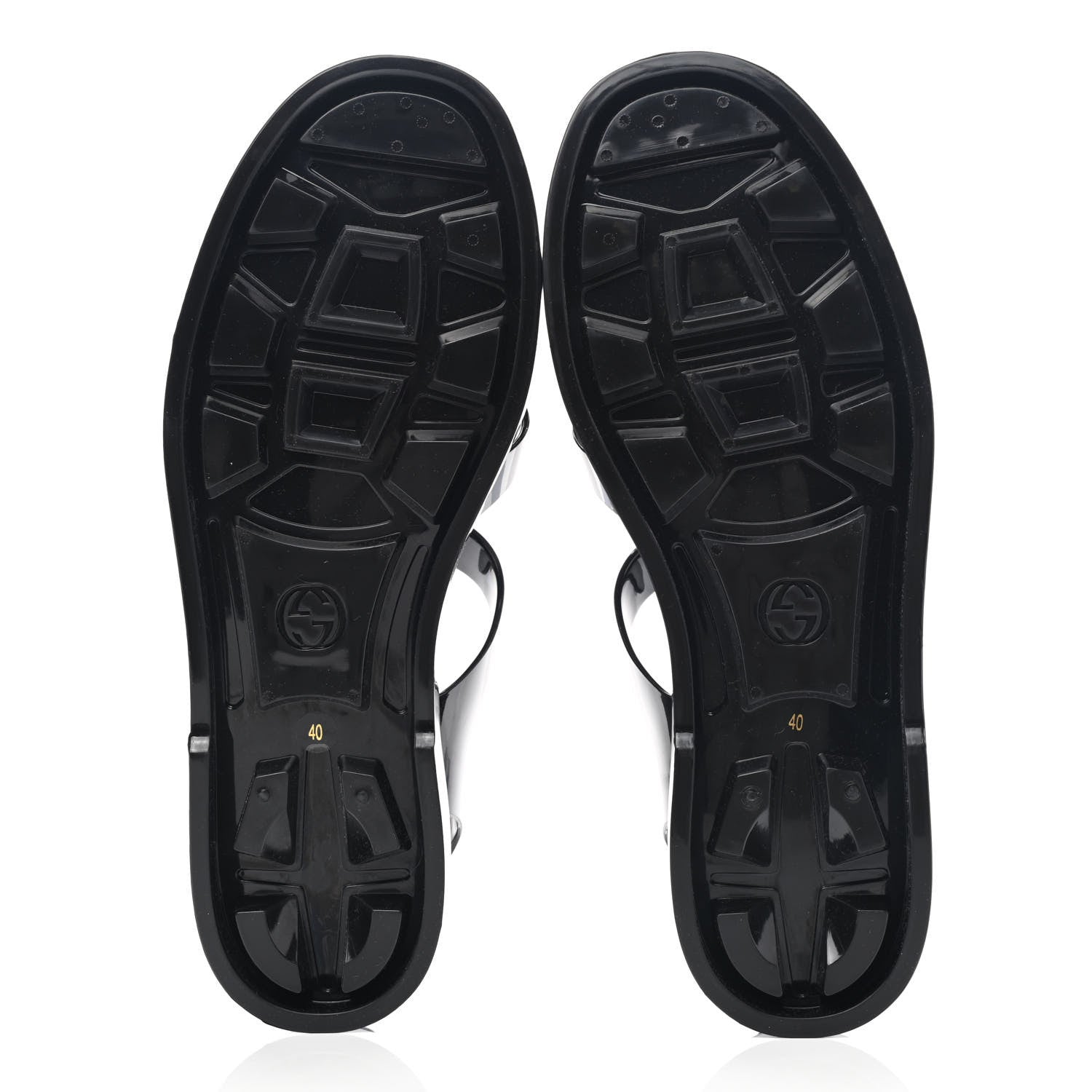 Gucci Shiny Rubber Double G Buckle Strap Sandals 40 Black 10 of 16