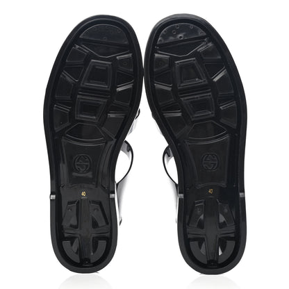 Gucci Shiny Rubber Double G Buckle Strap Sandals 40 Black 10 of 16