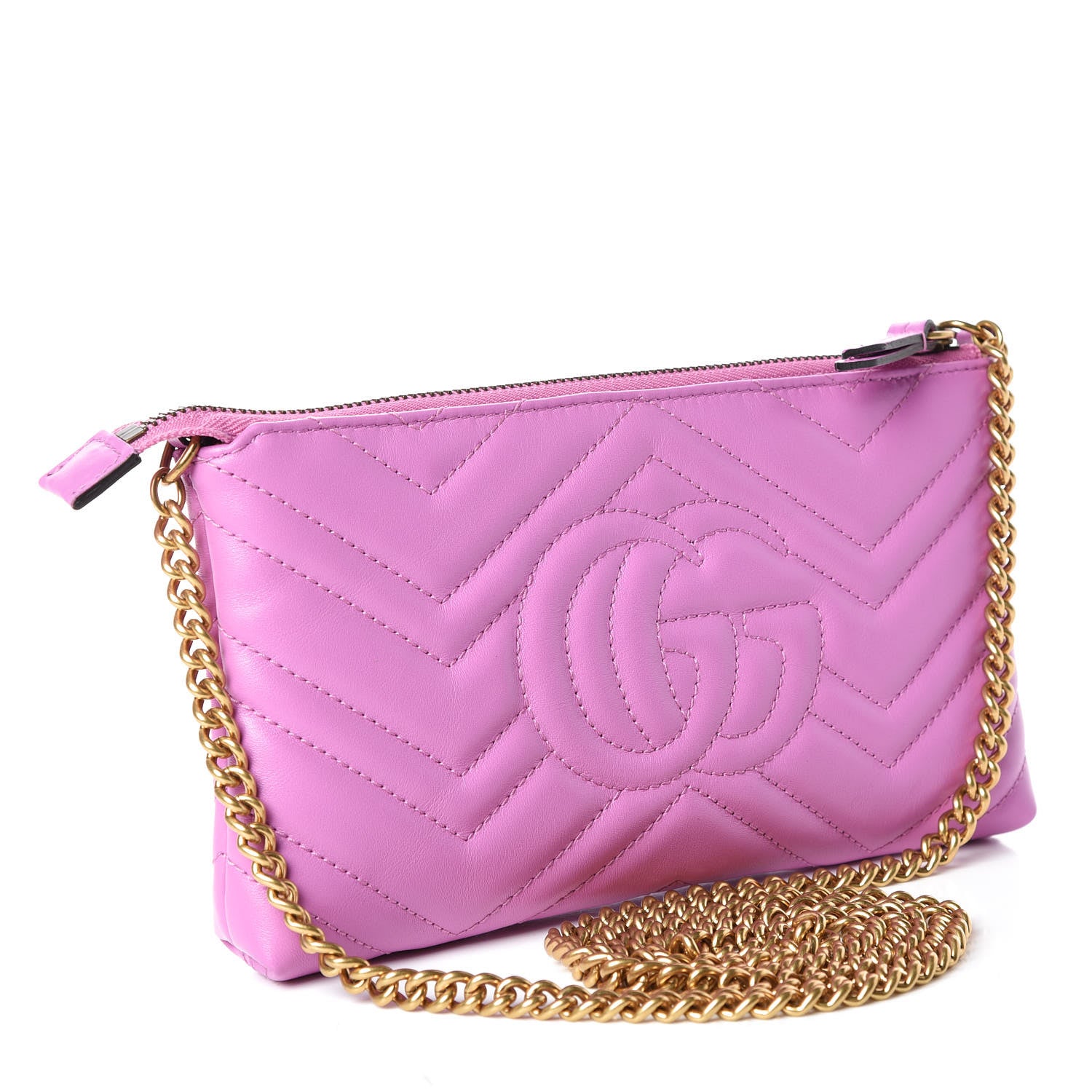 Gucci Calfskin Matelasse Mini GG Marmont Chain Bag Candy Mousse 3 of 9
