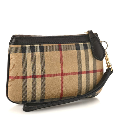 Burberry Haymarket Check Coin Case Wristlet Chocolate 3 of 10