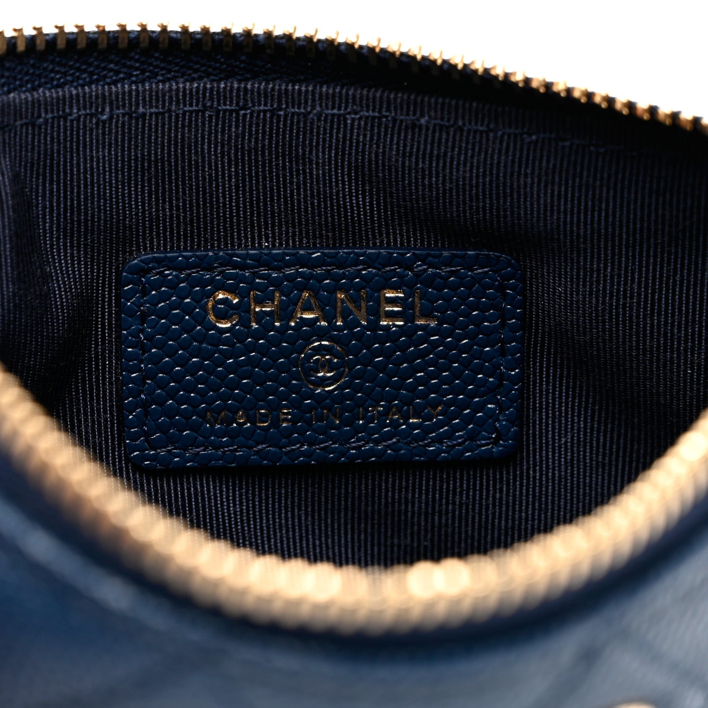 Caviar Quilted Small Cosmetic Case Navy Blue