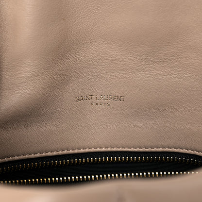 Saint Laurent Lambskin Quilted Toy Loulou Puffer Monogram Chain Satchel Dark Beige 6 of 12