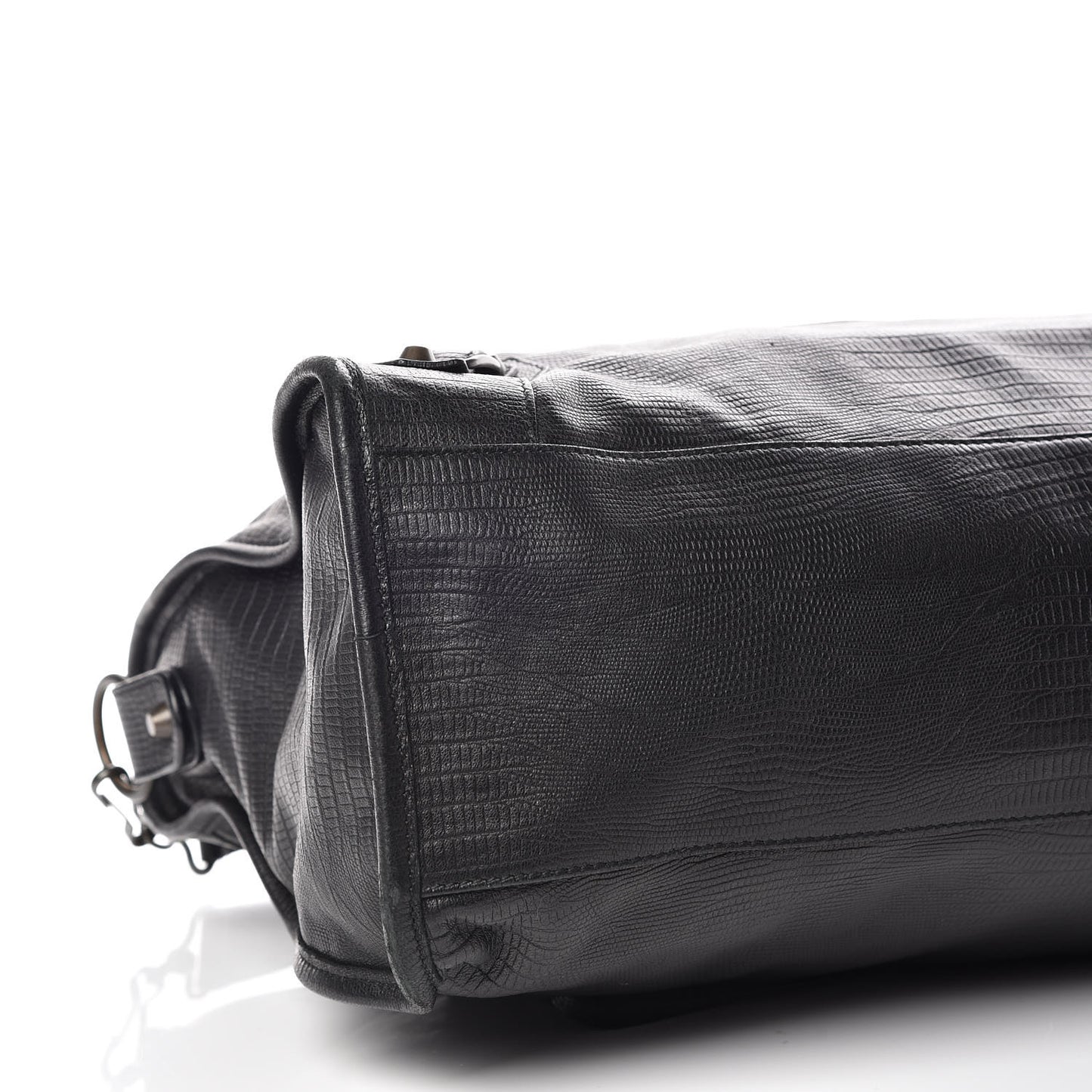Agneau Lizard Embossed Classic Hardware City Black