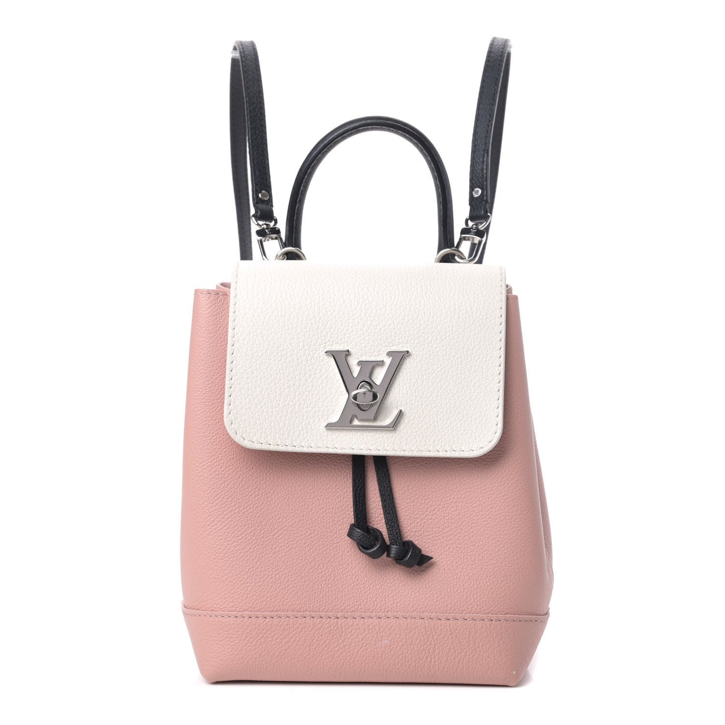 Soft Calfskin Lockme Backpack Rose Ballet White Maito Black