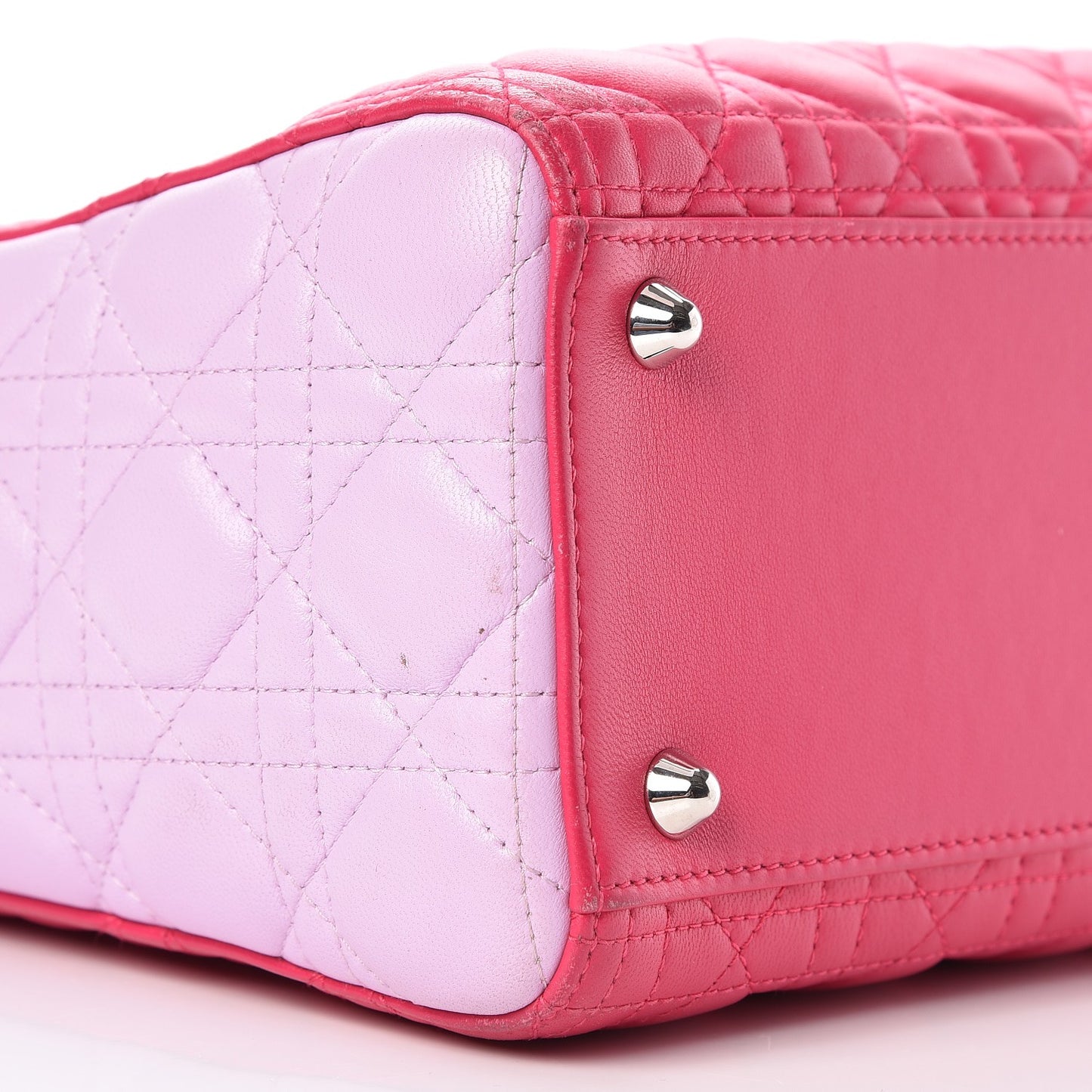 Lambskin Cannage Large Tri-Color Lady Dior Fuchsia Anemone Black