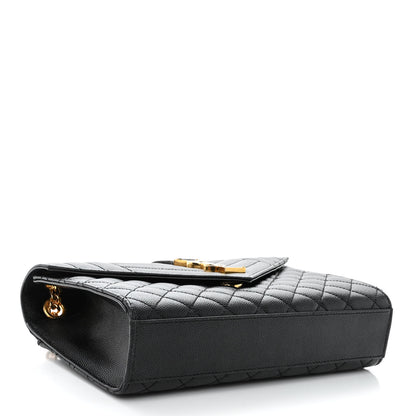 Saint Laurent Grain De Poudre Textured Mixed Matelasse Triquilt Medium Monogram Satchel Black 4 of 10
