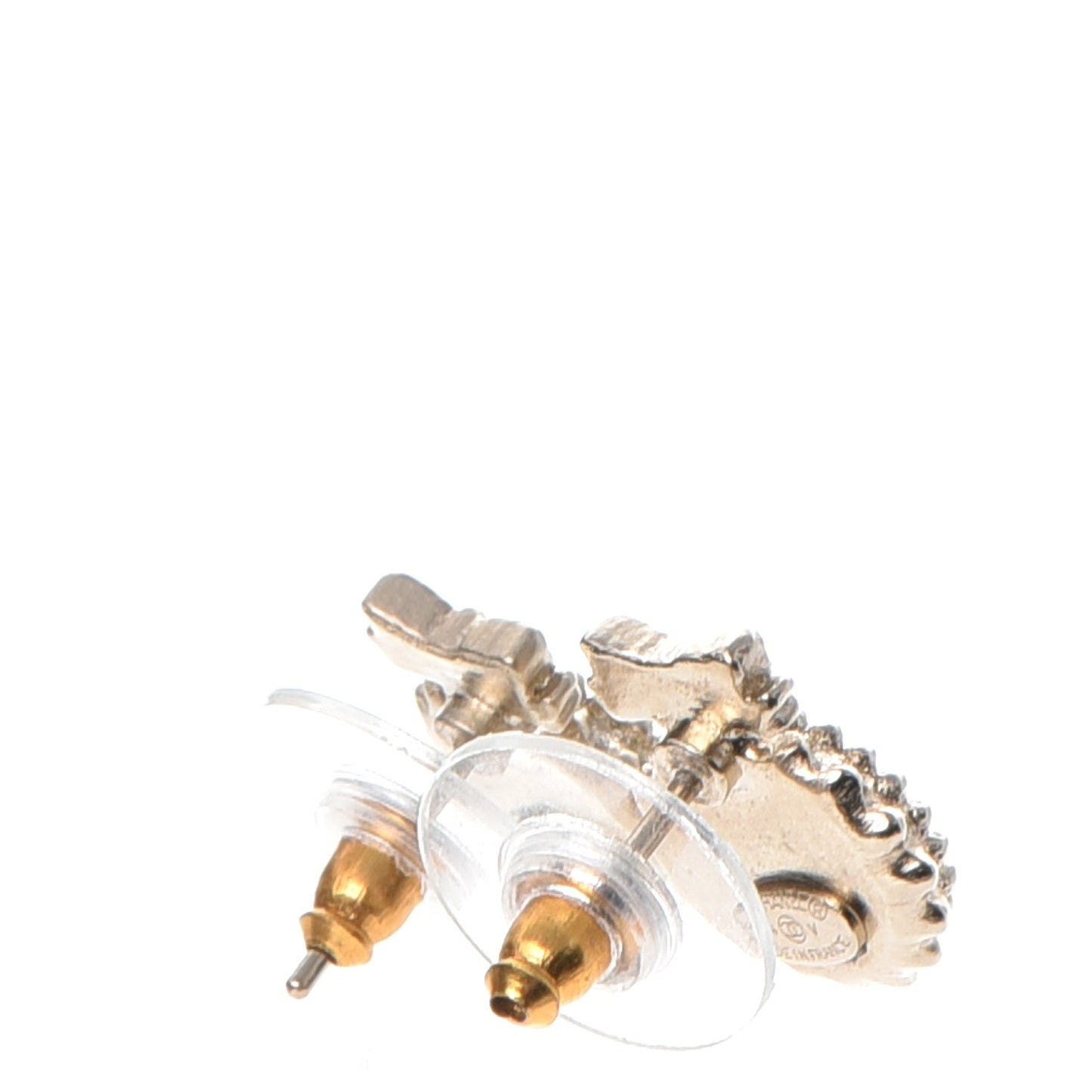 CC Bow Earrings Black Gold