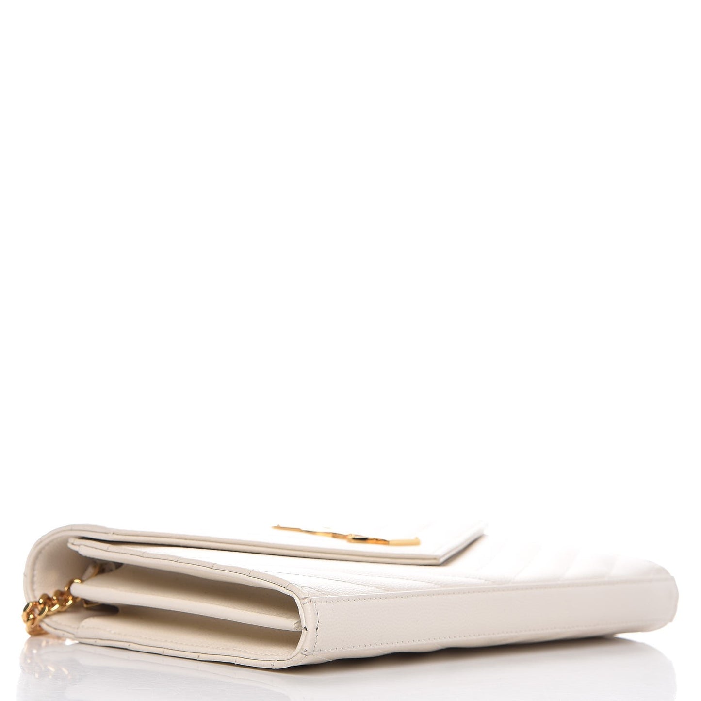 Grain De Poudre Matelasse Chevron Monogram Chain Wallet Porcellana
