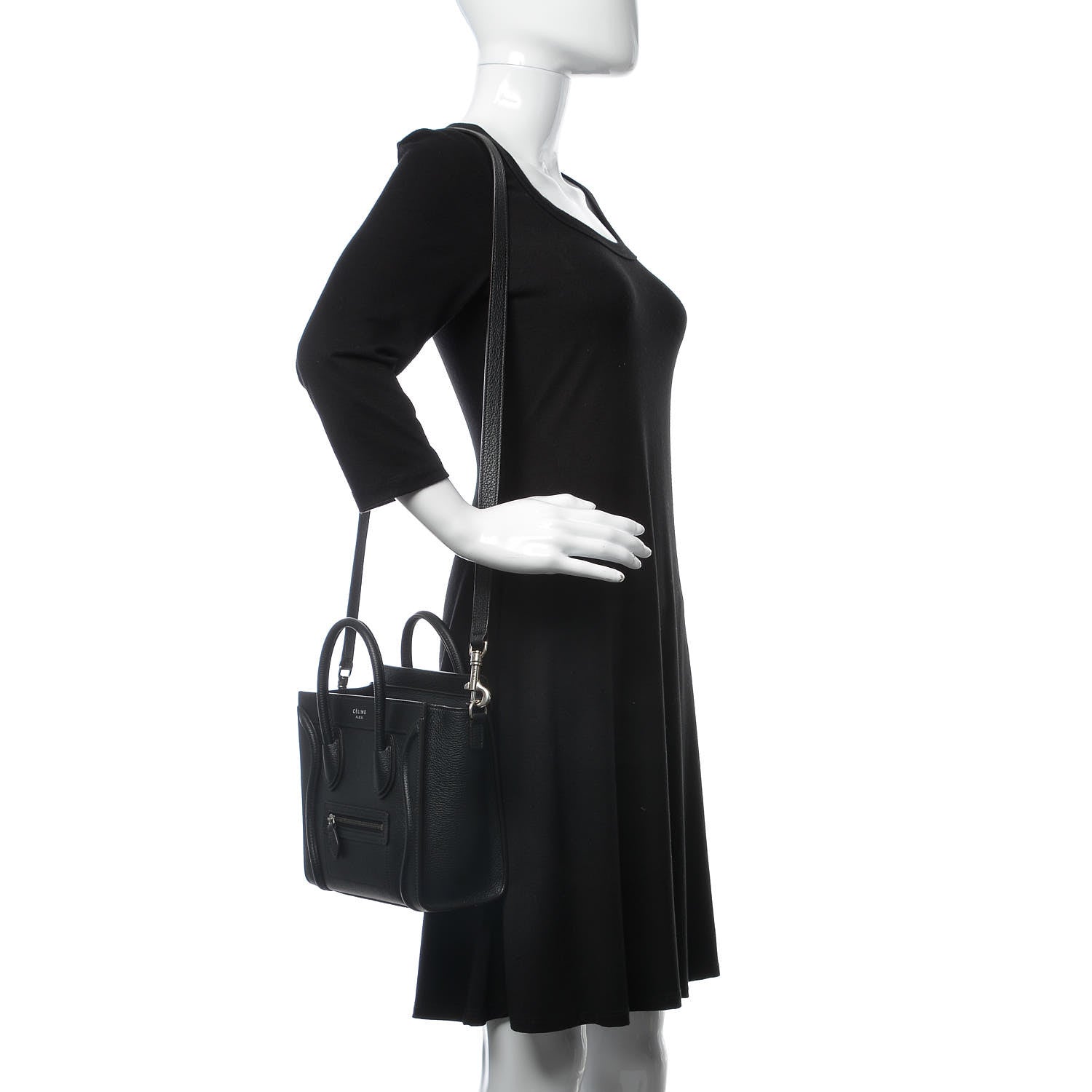 Celine Drummed Calfskin Nano Luggage Black 2 of 9