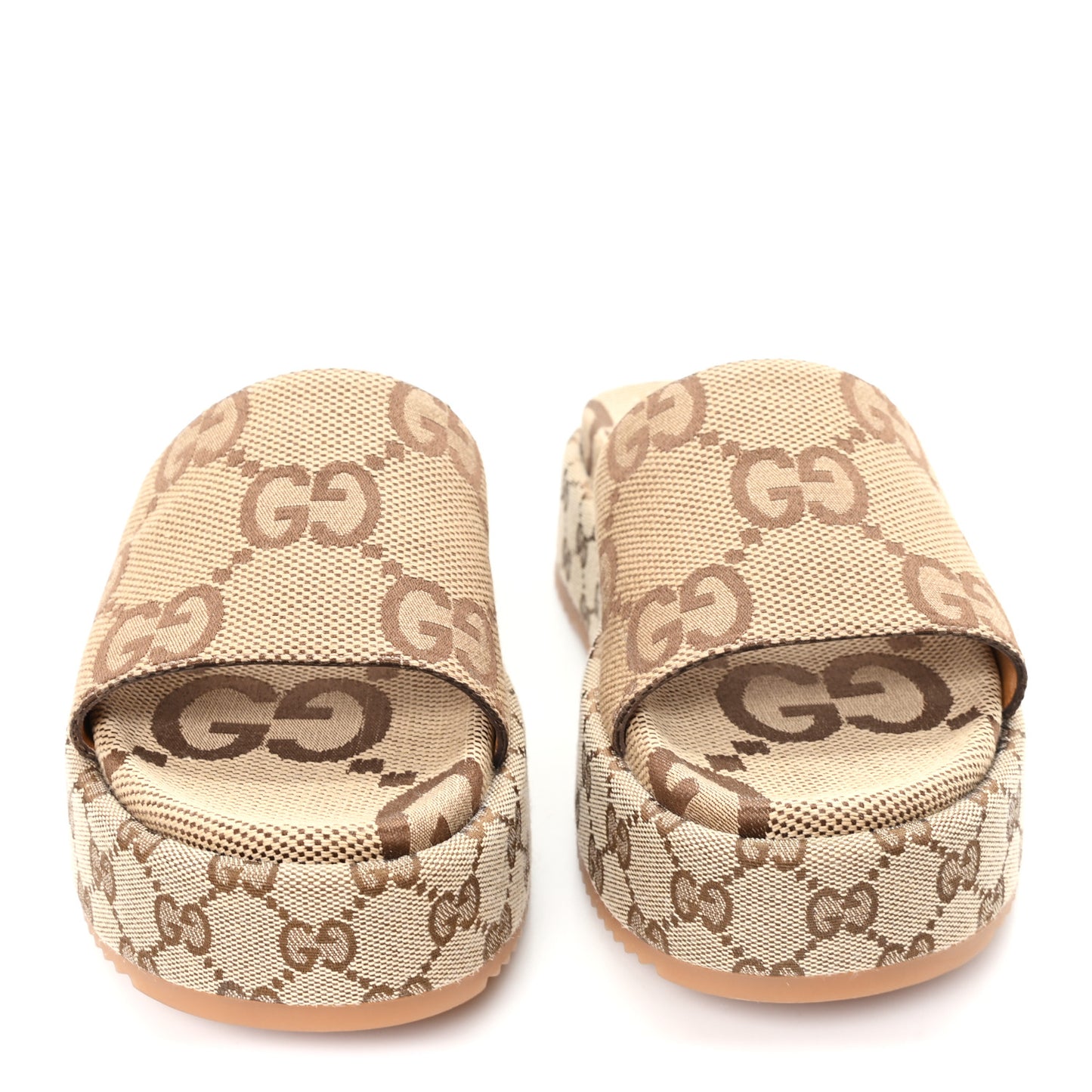 Monogram Maxi GG Angelina Platform 55mm Slide Sandals 41 Camel Ebony