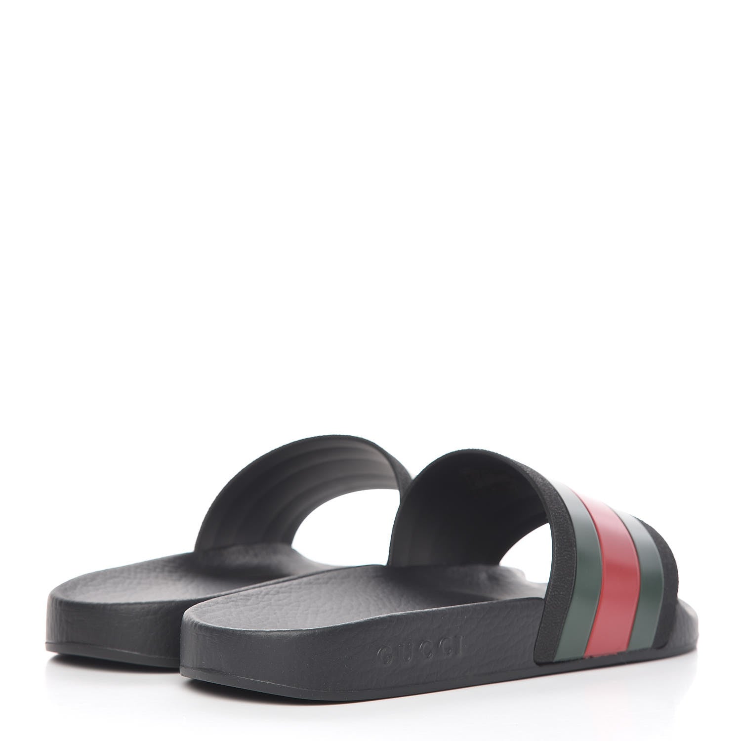 Gucci Rubber Web Mens Pool Slide Sandals 6 Black Green Red 4 of 11