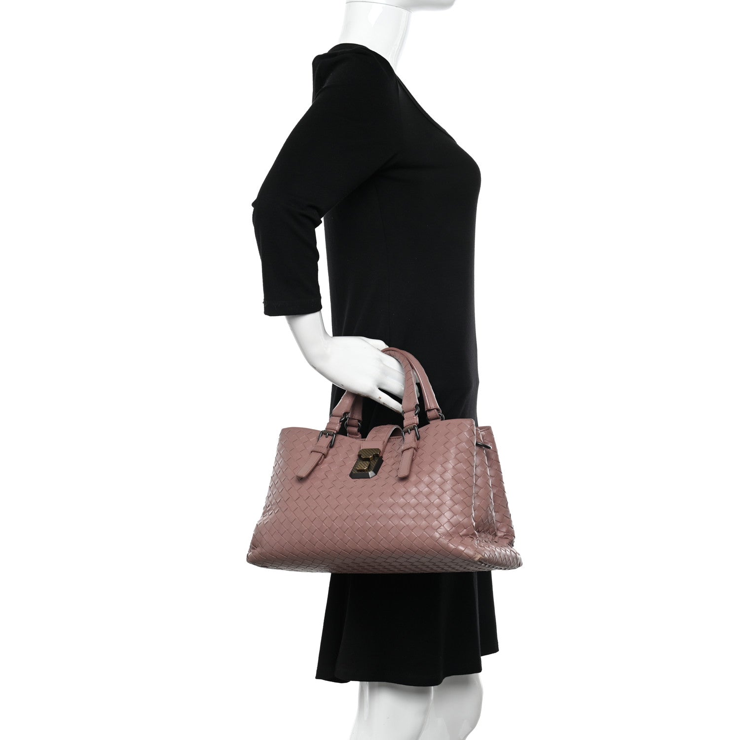 Bottega Veneta Light Calfskin Intrecciato Small Roma Deco Rose 2 of 16