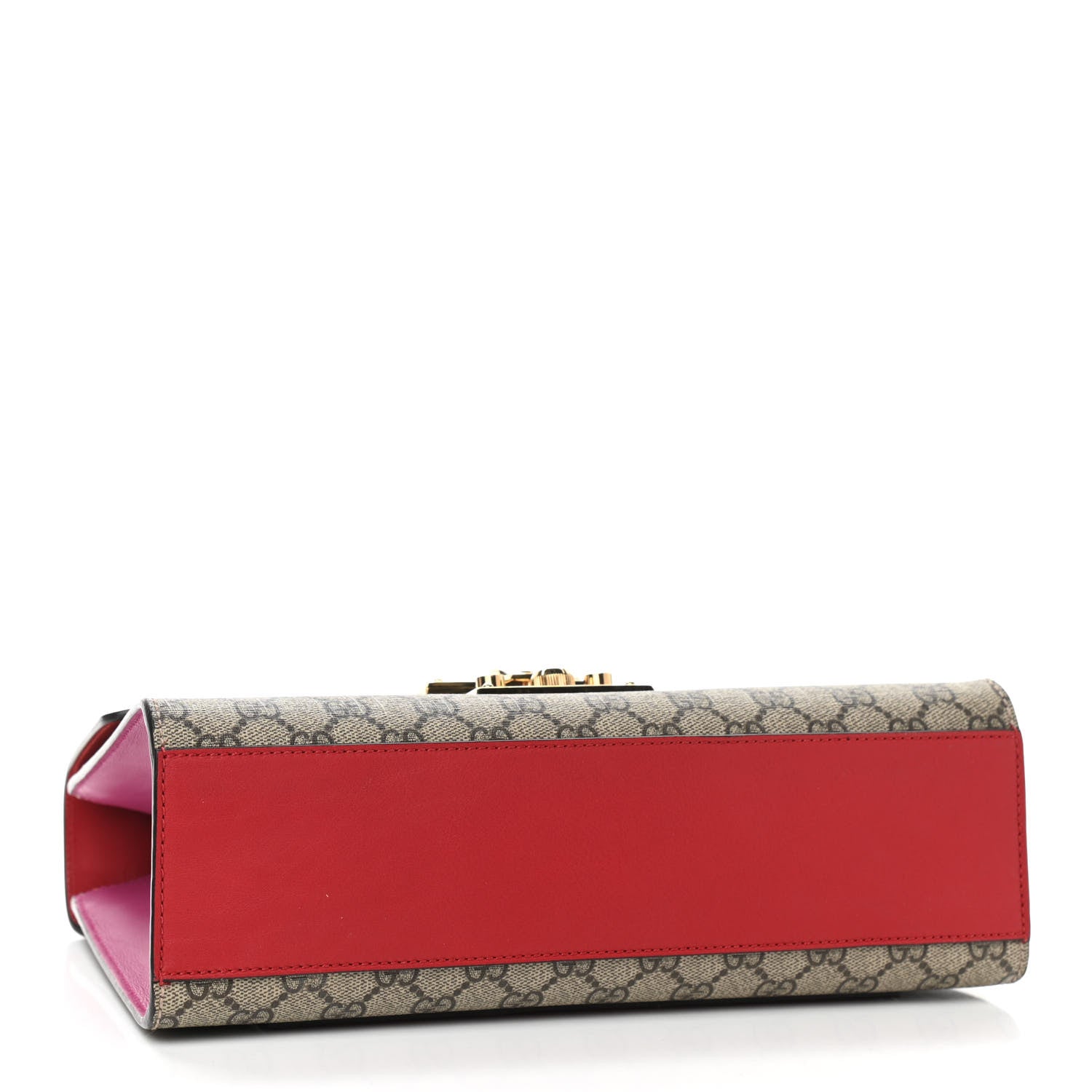 Gucci GG Supreme Monogram Calfskin Medium Padlock Shoulder Bag Beige Hibiscus Red New Rosette 4 of 10