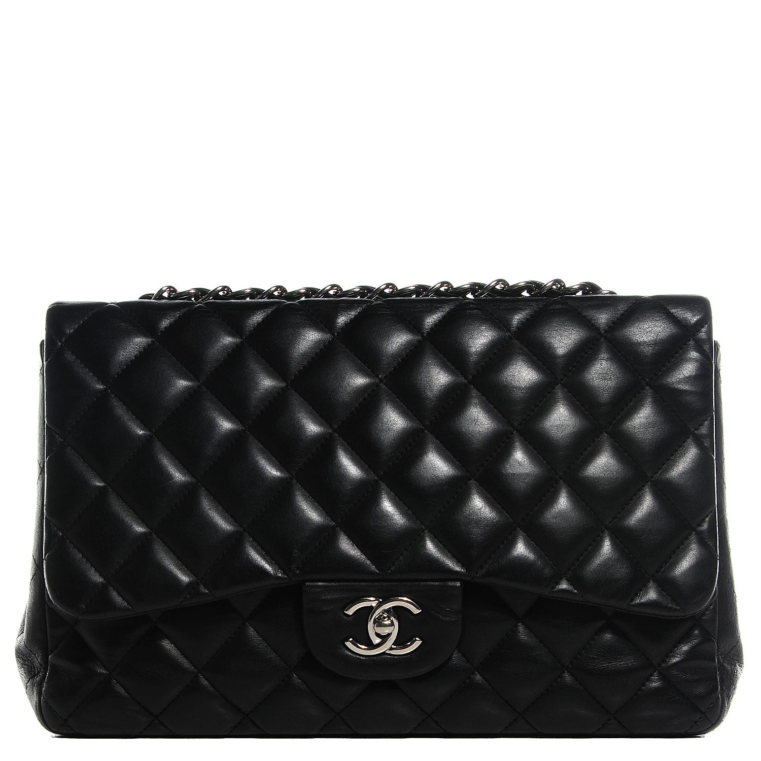 Chanel Lambskin Quilted Jumbo Single Flap Black 1 of 8