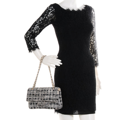 Chanel Tweed Medium Double Flap Black White 2 of 8