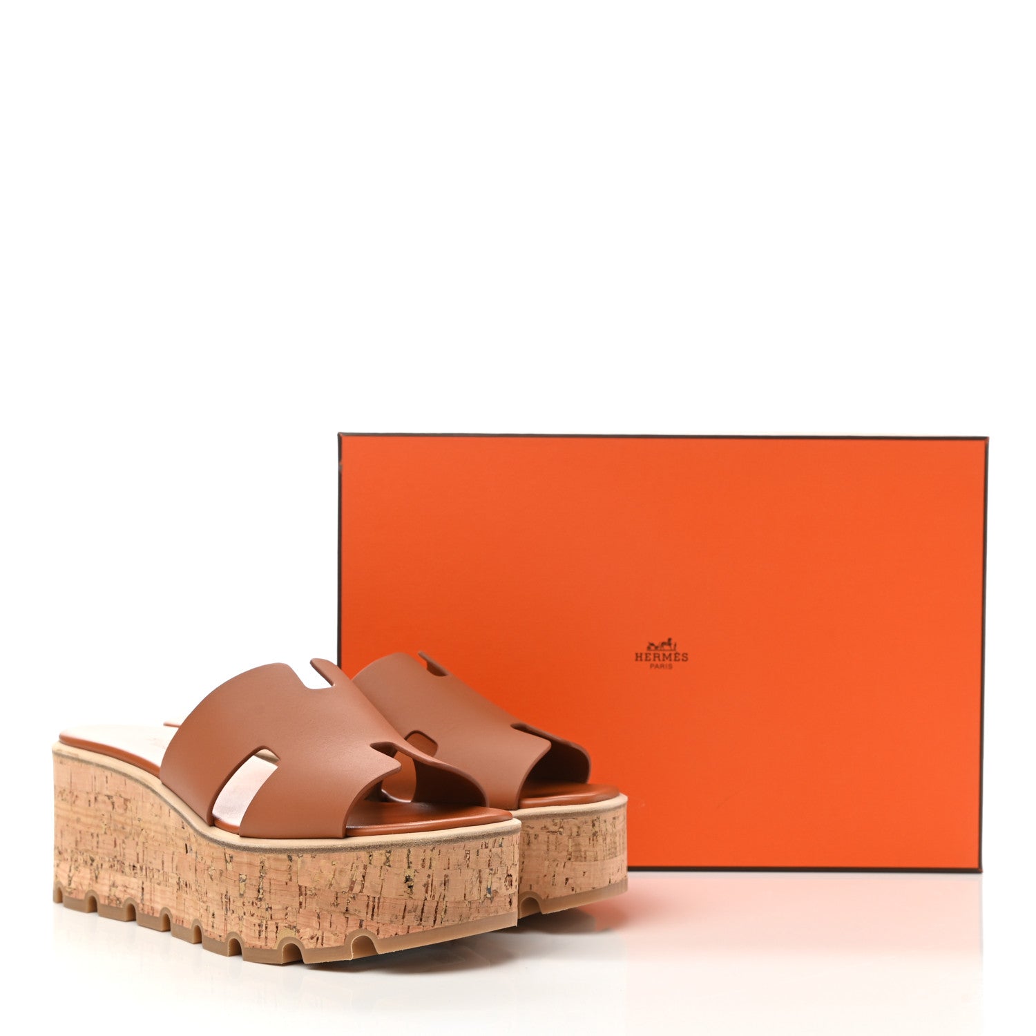 Hermes Calfskin Cork Eze 30 Sandals 36 Marron Glaise 9 of 9