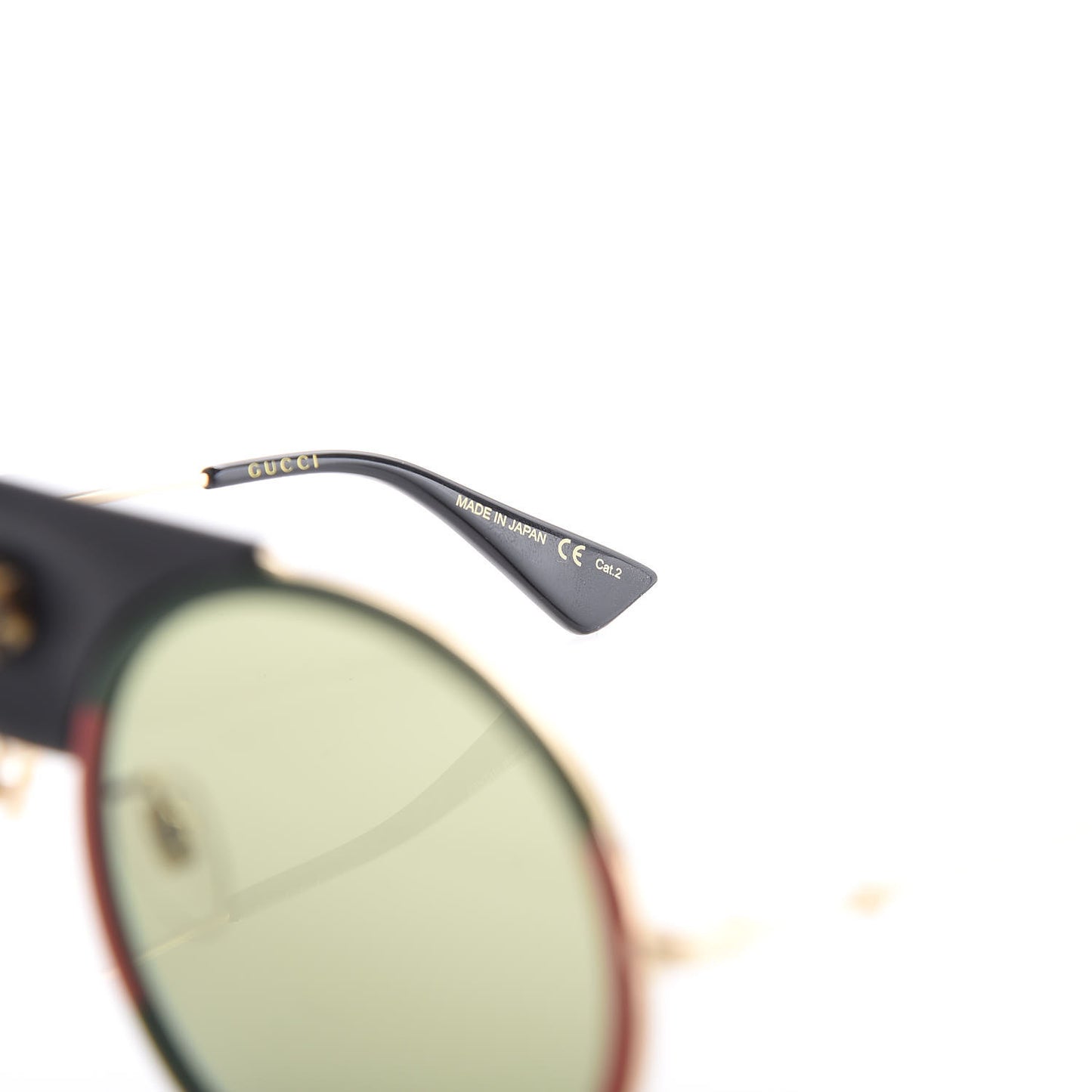 Round Frame Sunglasses GG0061S Gold Green