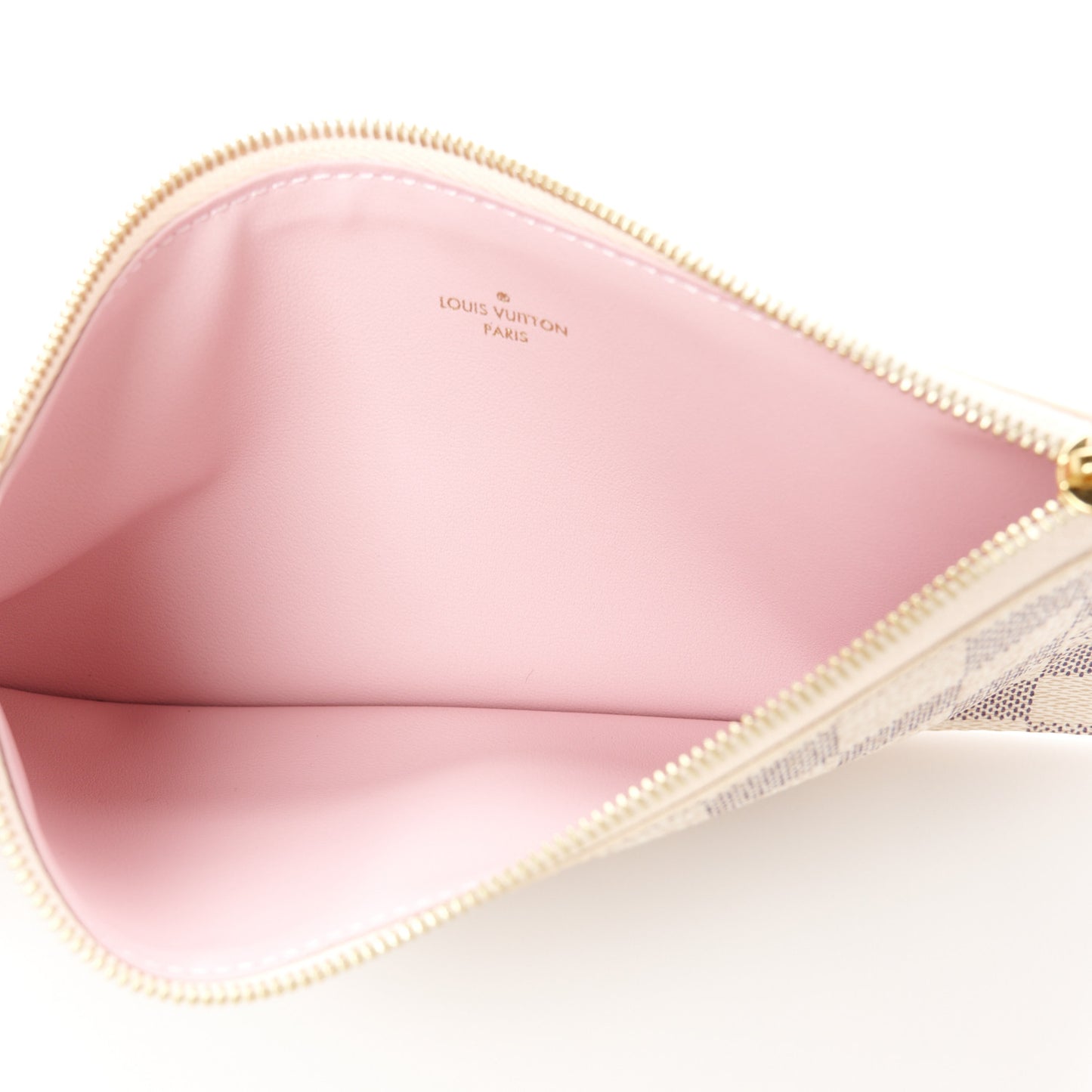 Damier Azur Pochette Felicie Chain Wallet Rose Ballerine