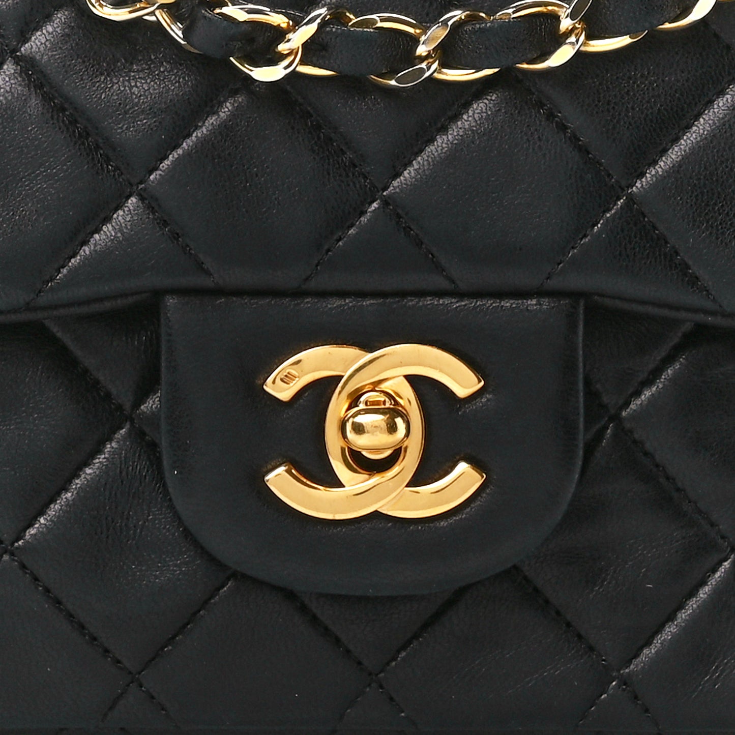 Lambskin Quilted Small Double Flap Black