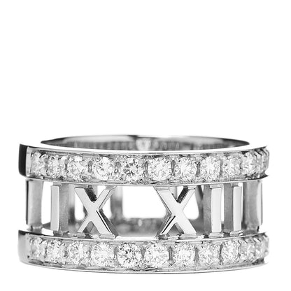 Tiffany 18K White Gold Diamond Atlas Open Ring 49 4.75 1 of 6