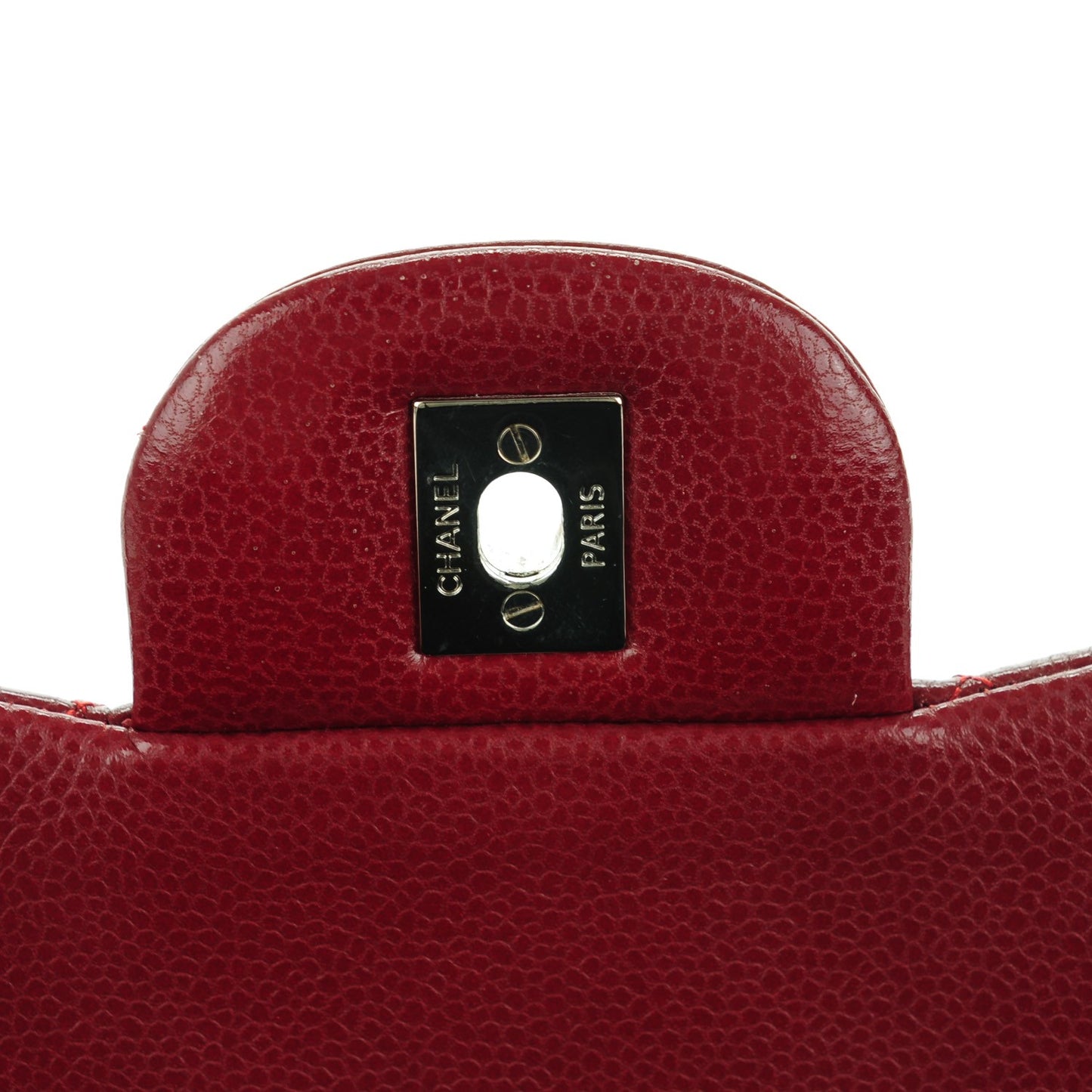 Caviar Quilted Jumbo Double Flap Dark Red