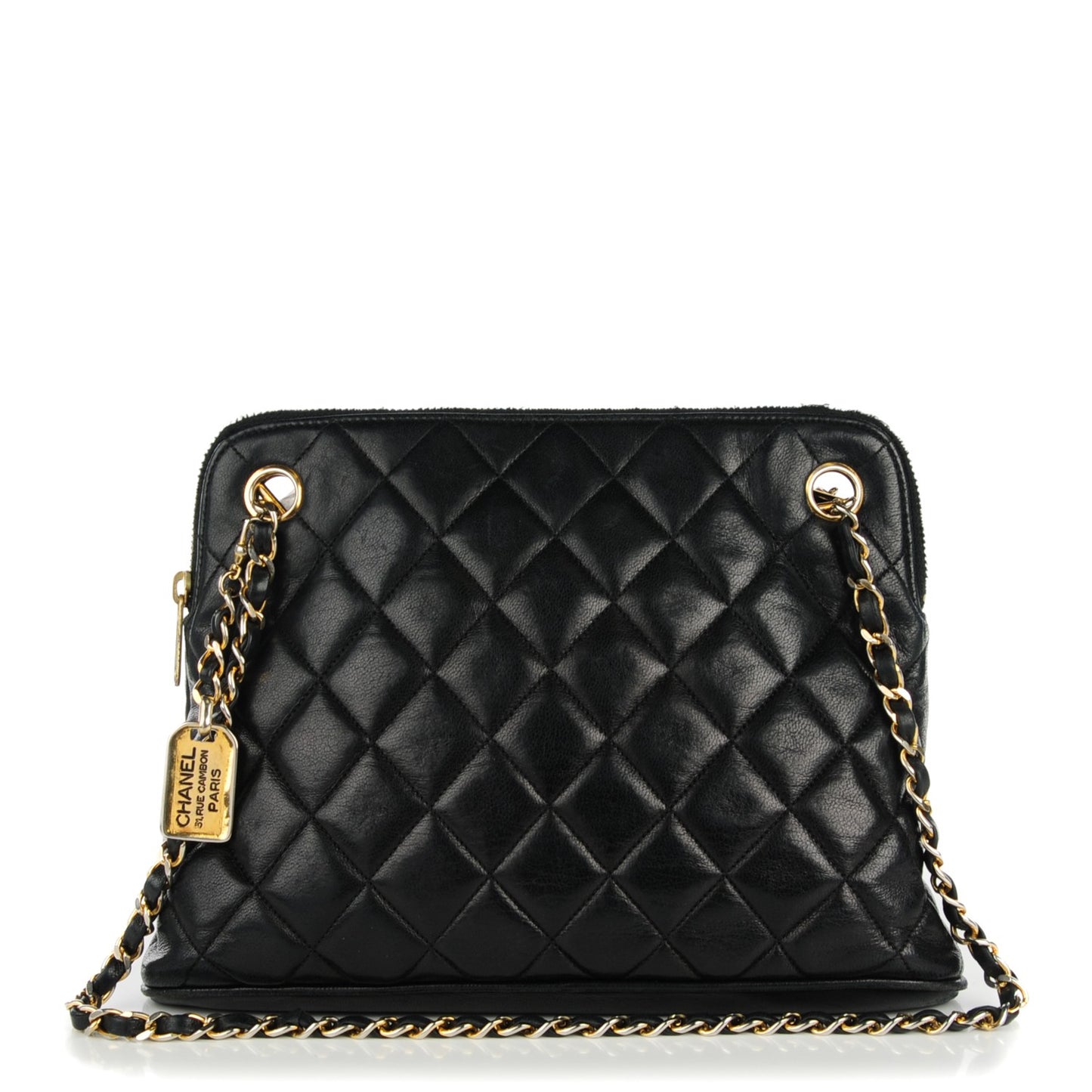 Lambskin Quilted Shoulder Bag Black