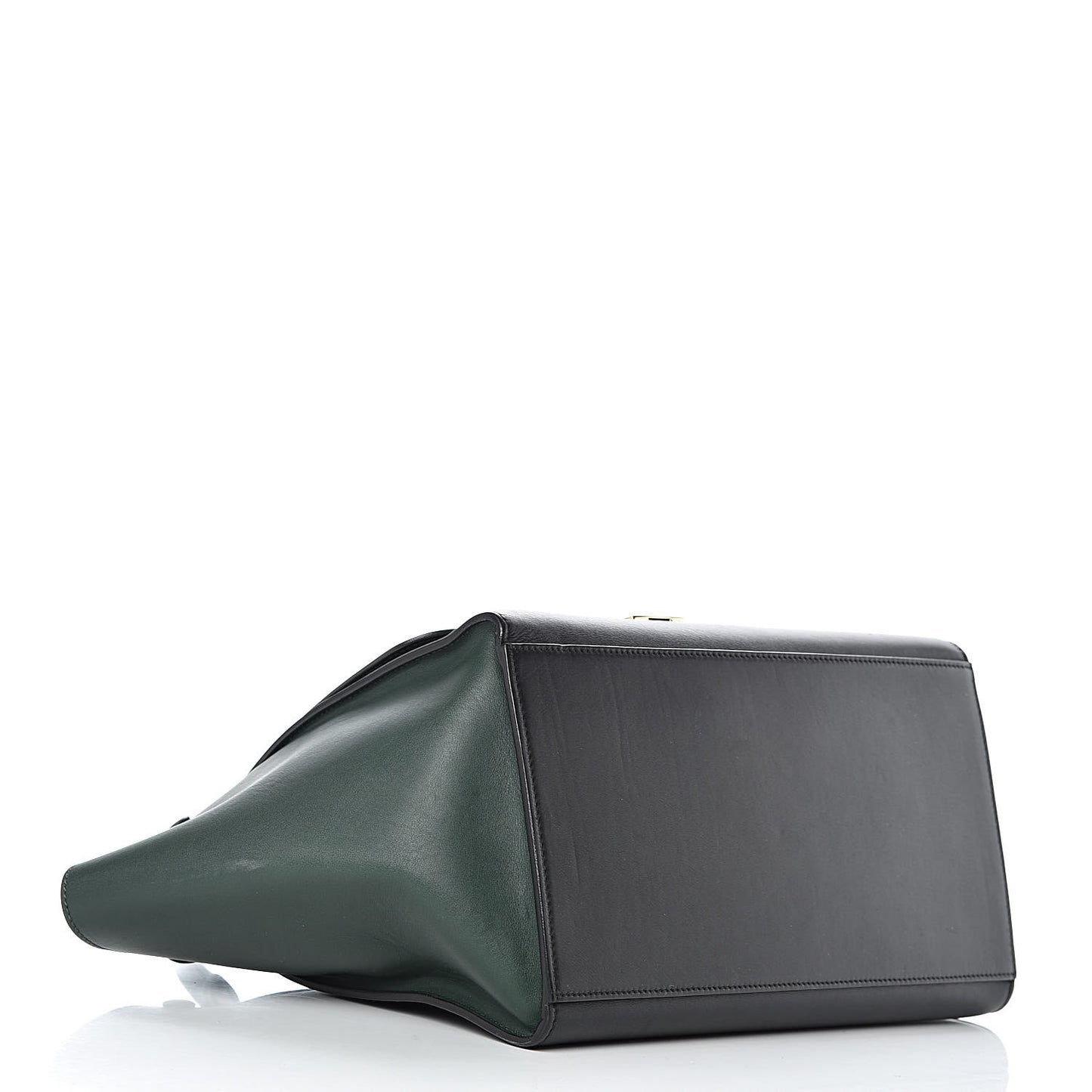Smooth Calfskin Medium Bi-Color Trapeze Bottle Green Black