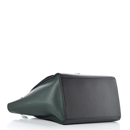 Celine Smooth Calfskin Medium Bi-Color Trapeze Bottle Green Black 4 of 16