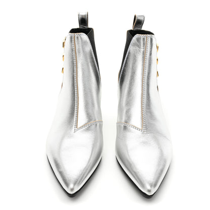 Gucci Metallic Calfskin Cordovan Lux Booties 36 Silver Black 2 of 14