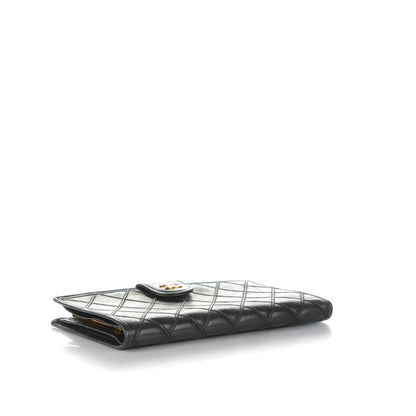 Chanel Lambskin Diamond Stitched French Wallet Black 4 of 8