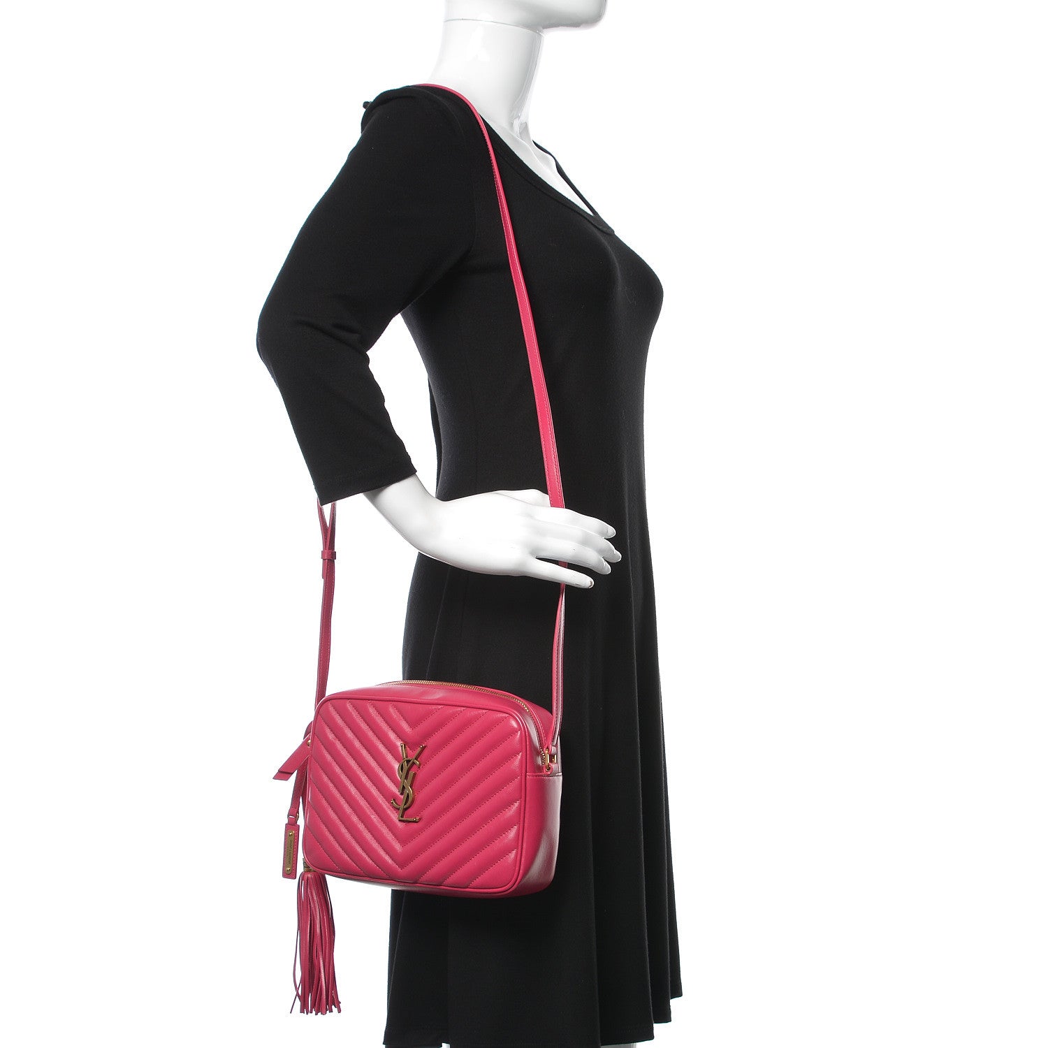 Saint Laurent Calfskin Matelasse Monogram Lou Camera Bag Bright Pink 2 of 9