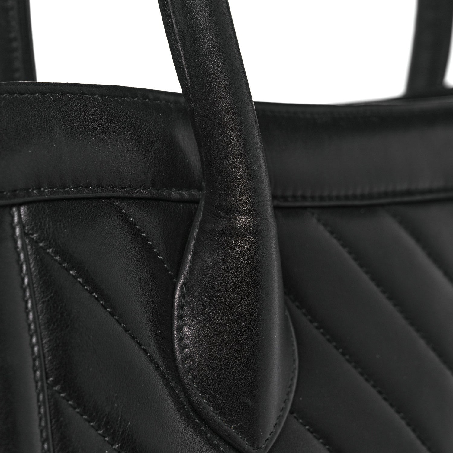 Chanel Lambskin Chevron Quilted Top Handle Bag Black 12 of 17