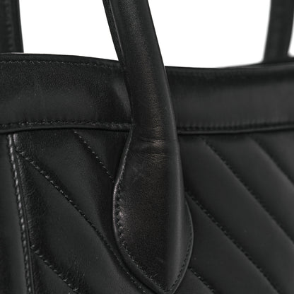 Chanel Lambskin Chevron Quilted Top Handle Bag Black 12 of 17