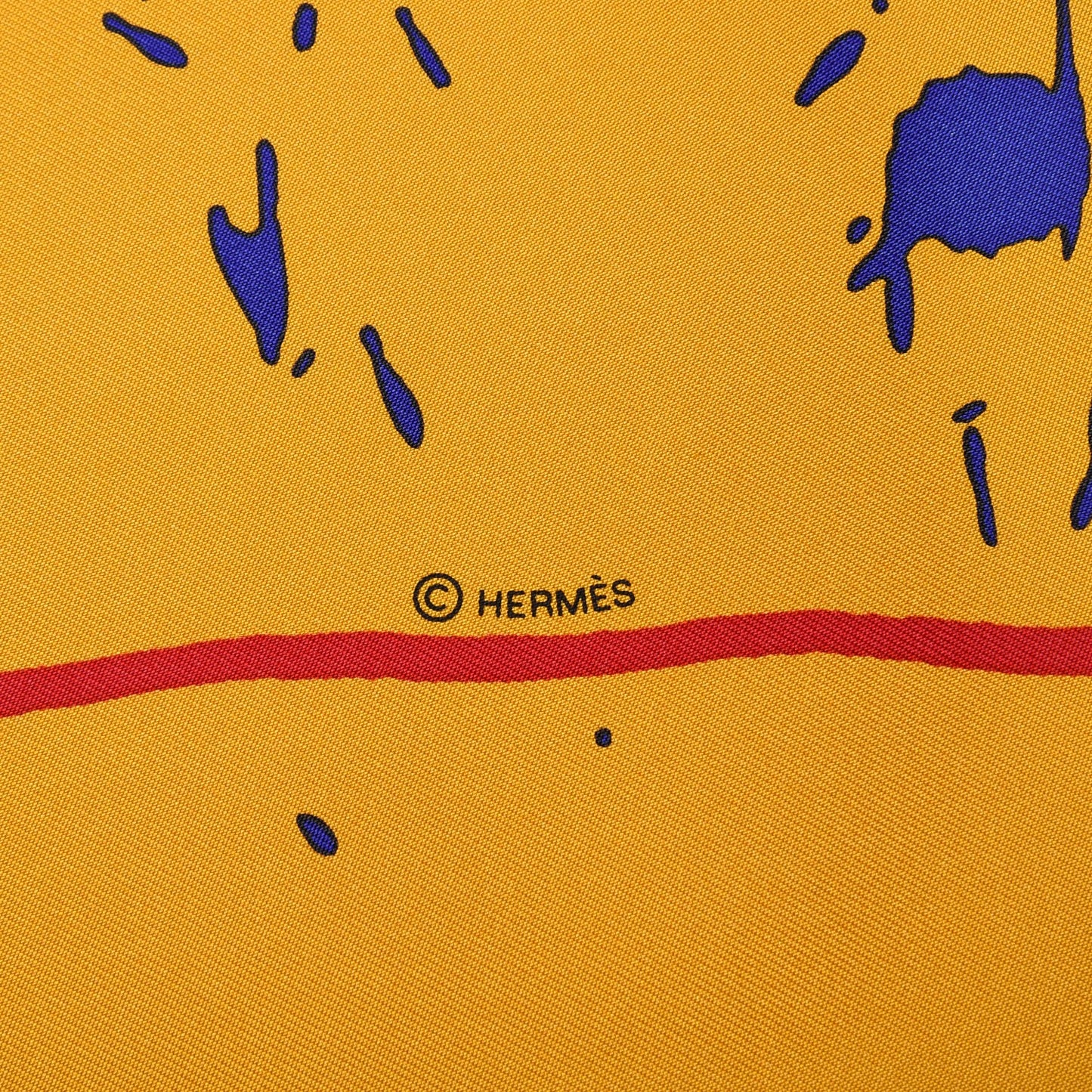 Silk Cheval Surprise Scarf 90 Curry Bleu Vert