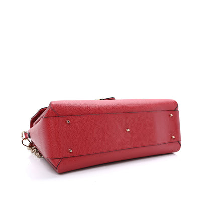 Gucci Dollar Calfskin Medium Interlocking G Top Handle Shoulder Bag Red 4 of 10