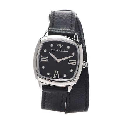David Yurman Stainless Steel Calfskin Diamond 27mm Albion Wrap Quartz Watch Black 1 of 7