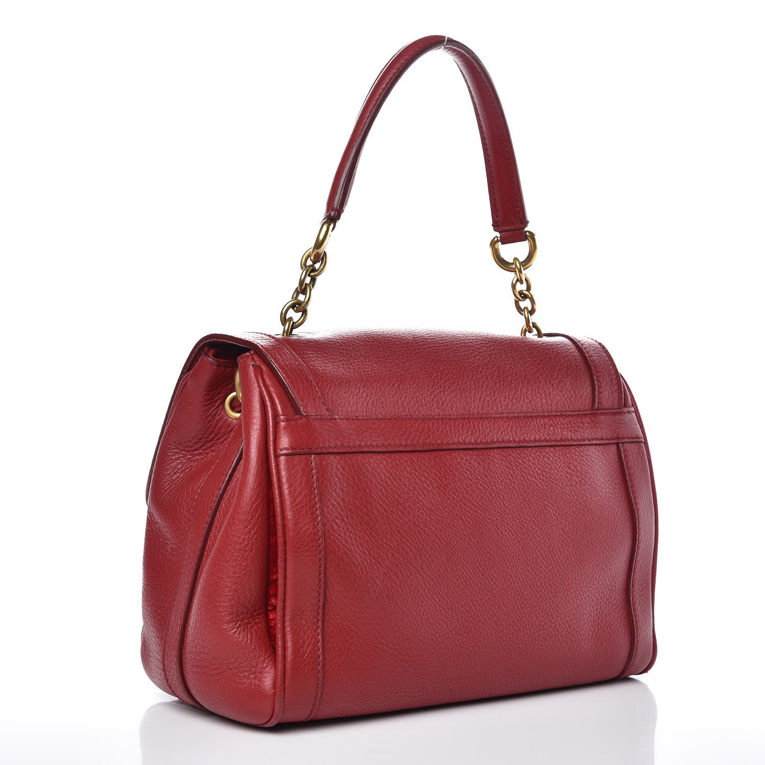 Dolce & Gabbana Calfskin Padlock Shoulder Bag Red 3 of 13