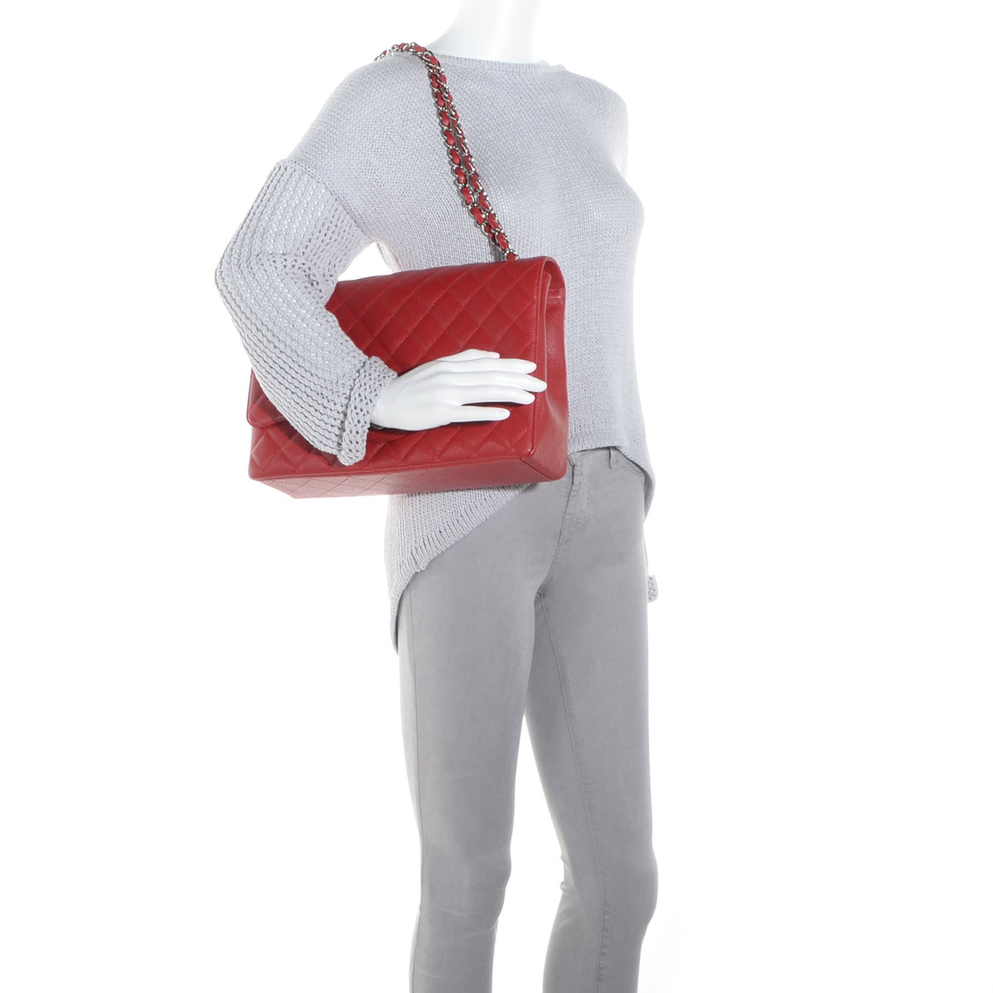Caviar Maxi Single Flap Red