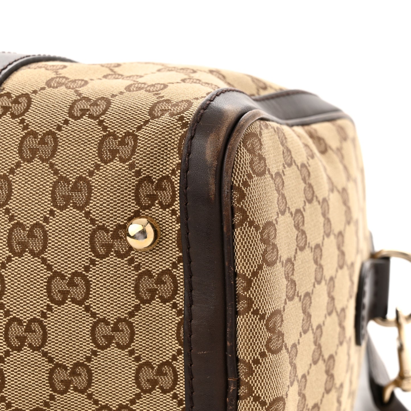 Monogram Selleria Calfskin Vintage Web Medium Boston Beige Ebony Cocoa