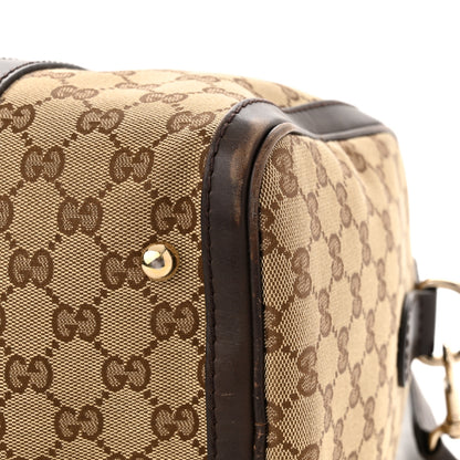 Gucci Monogram Selleria Calfskin Vintage Web Medium Boston Beige Ebony Cocoa 18 of 21