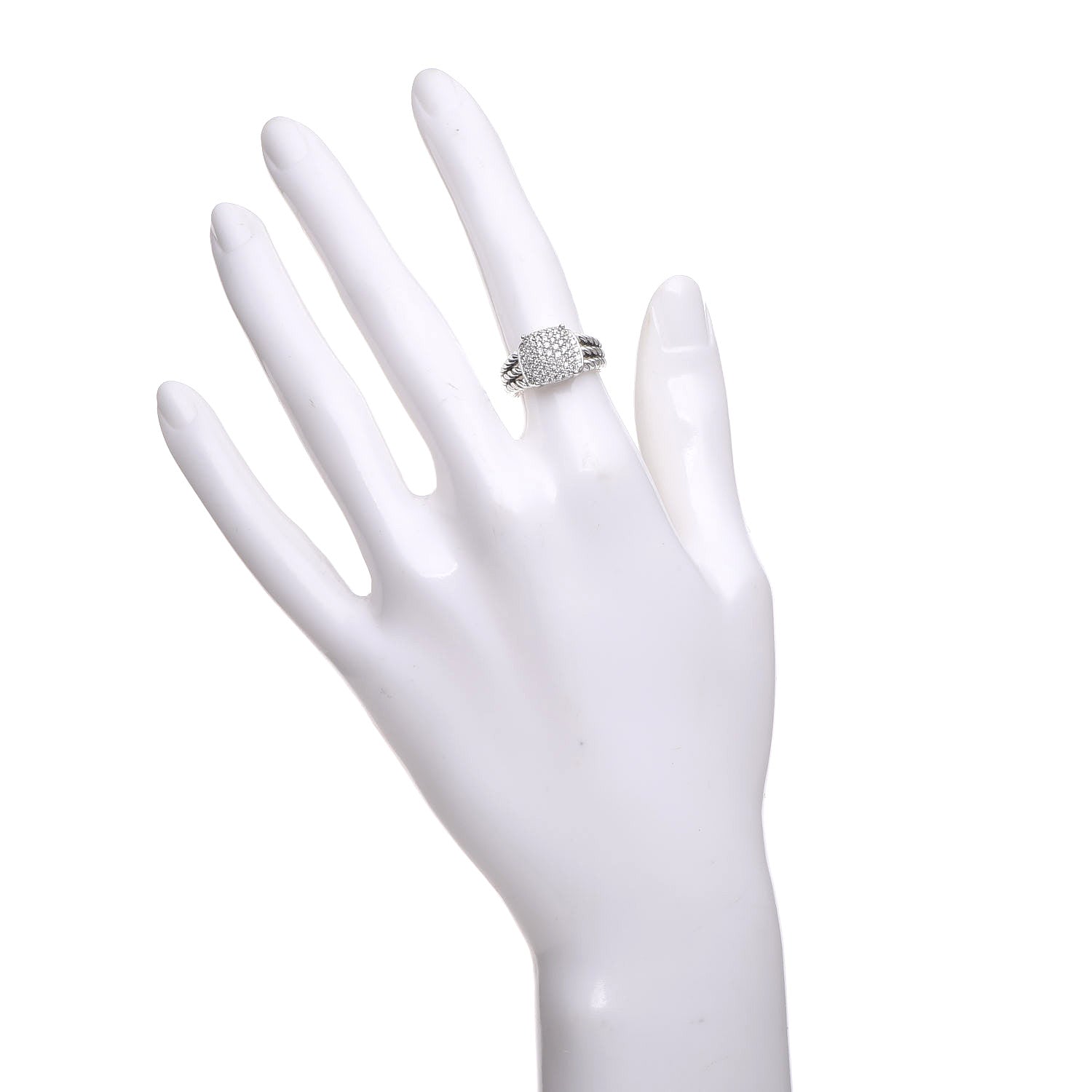 David Yurman Sterling Silver Diamond 10mm Petite Wheaton Ring 49 4.75 2 of 5