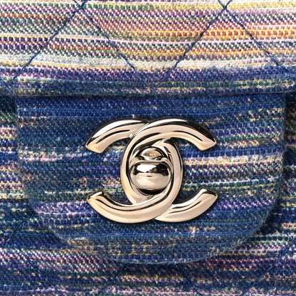 Chanel Striated Quilted Classics in Fabrics Mini Rectangular Flap Blue 8 of 10