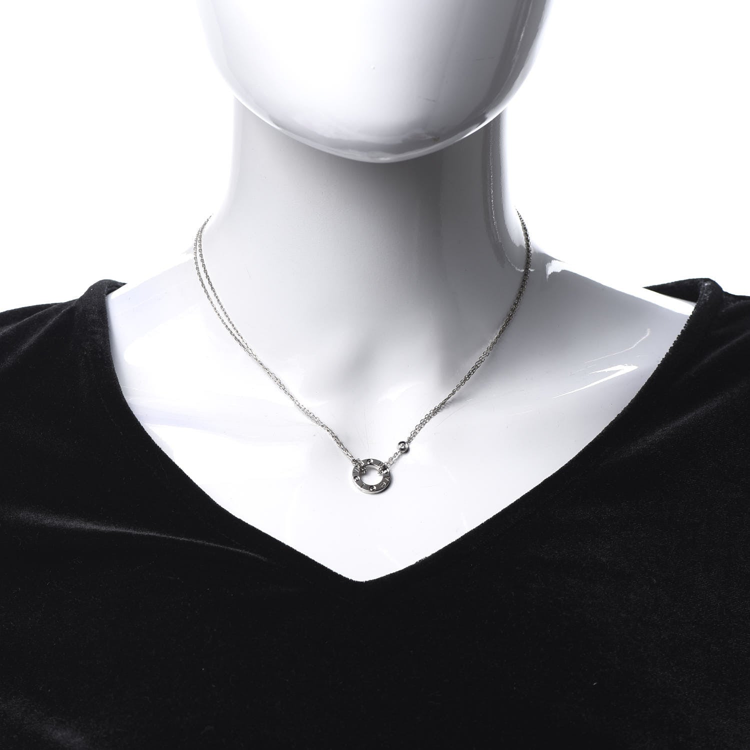 Cartier 18K White Gold 2 Diamond LOVE Necklace 2 of 7