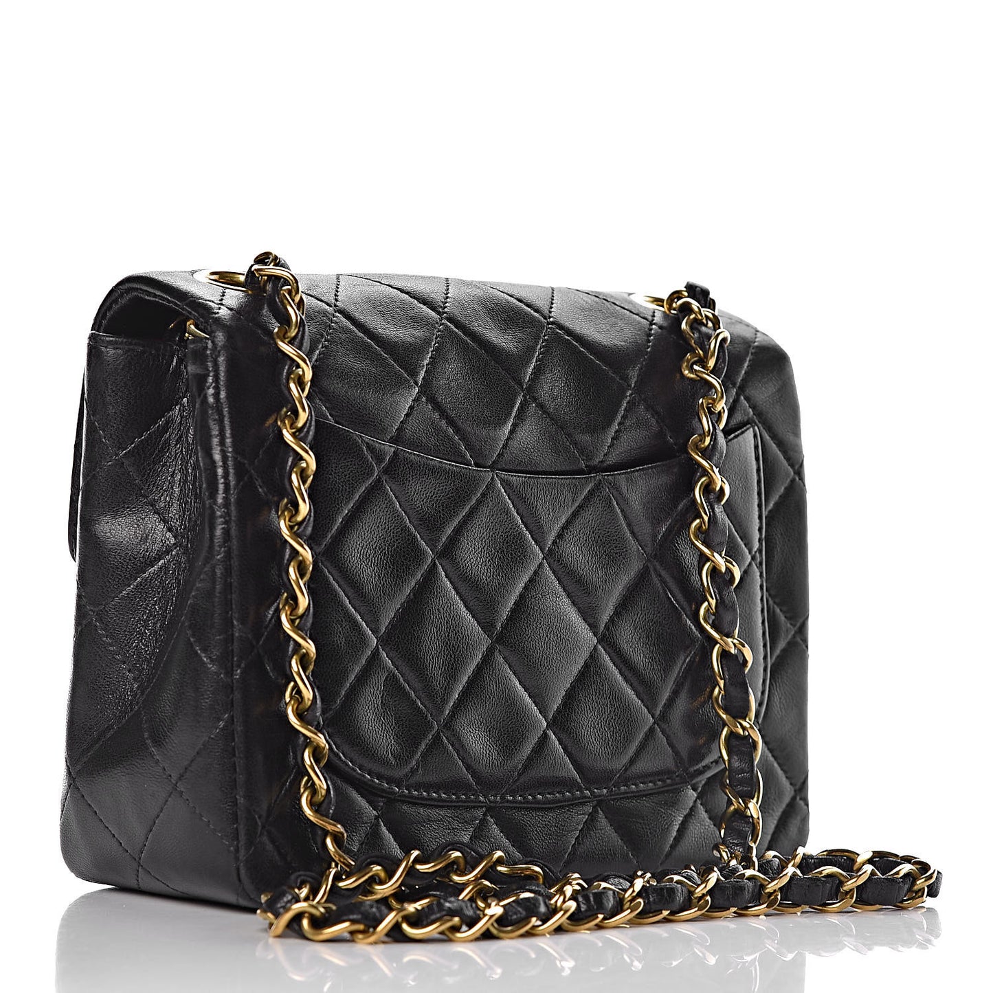 Lambskin Quilted Mini Square Flap Black