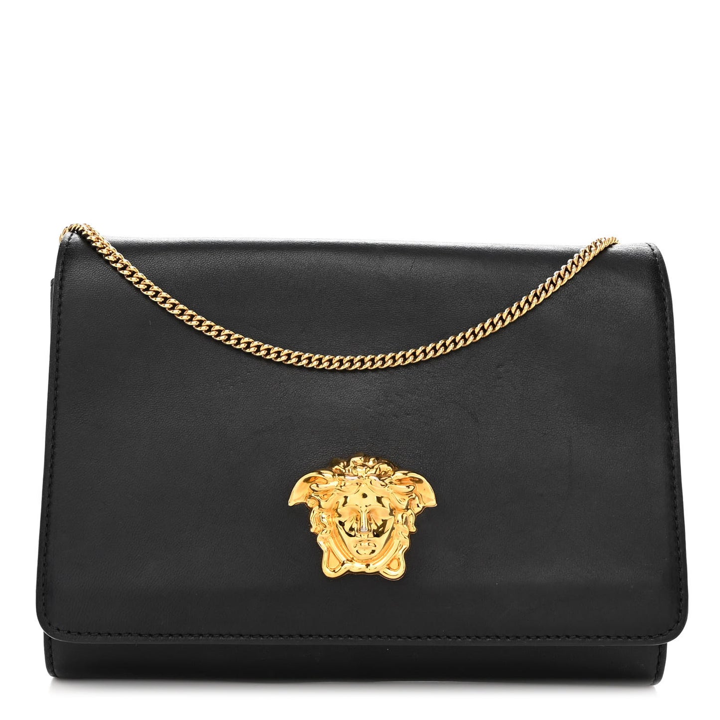 Vitello Palazzo Medusa Evening Clutch Bag Black