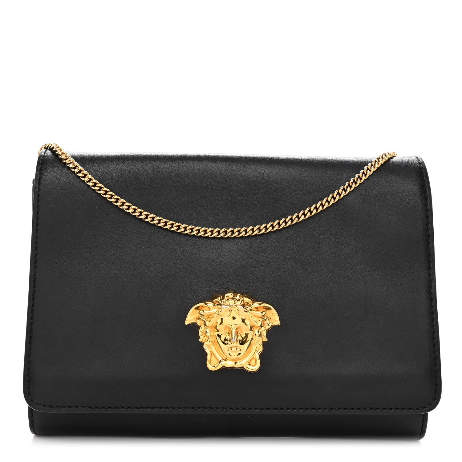 Versace Vitello Palazzo Medusa Evening Clutch Bag Black 1 of 10