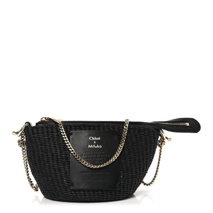 Chloe X MIFUKO Raffia Calfskin Mini Chain Basket Black 1 of 9