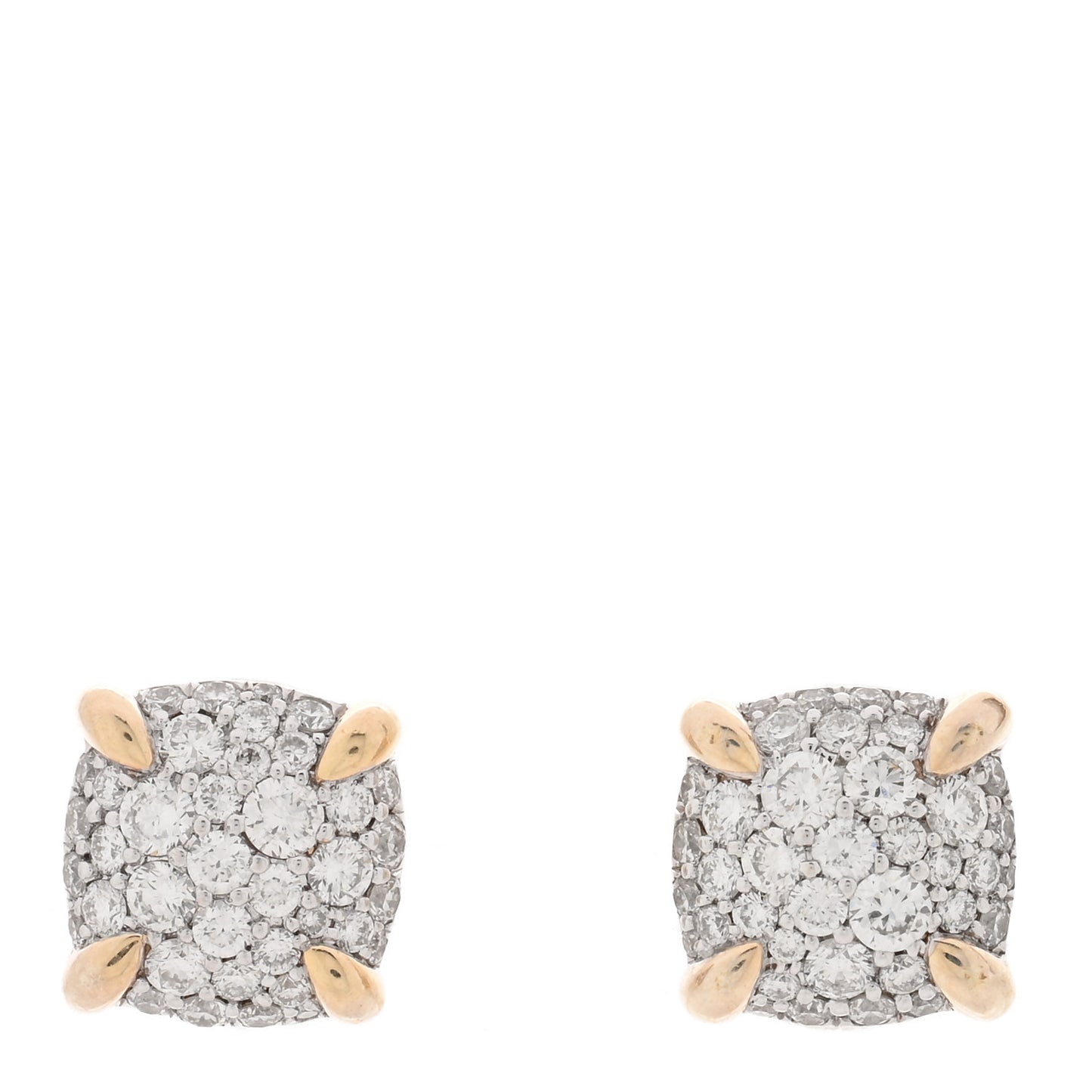 18K Yellow Gold Diamond 8mm Chatelaine Pave Stud Earrings